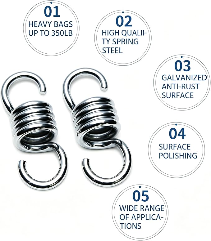 Heavy Duty Spring Hammock Chair Swing Hook Suspension Extension | For Hammock, Boxing Bag, Hanging Chair, Gym, Patio Swing