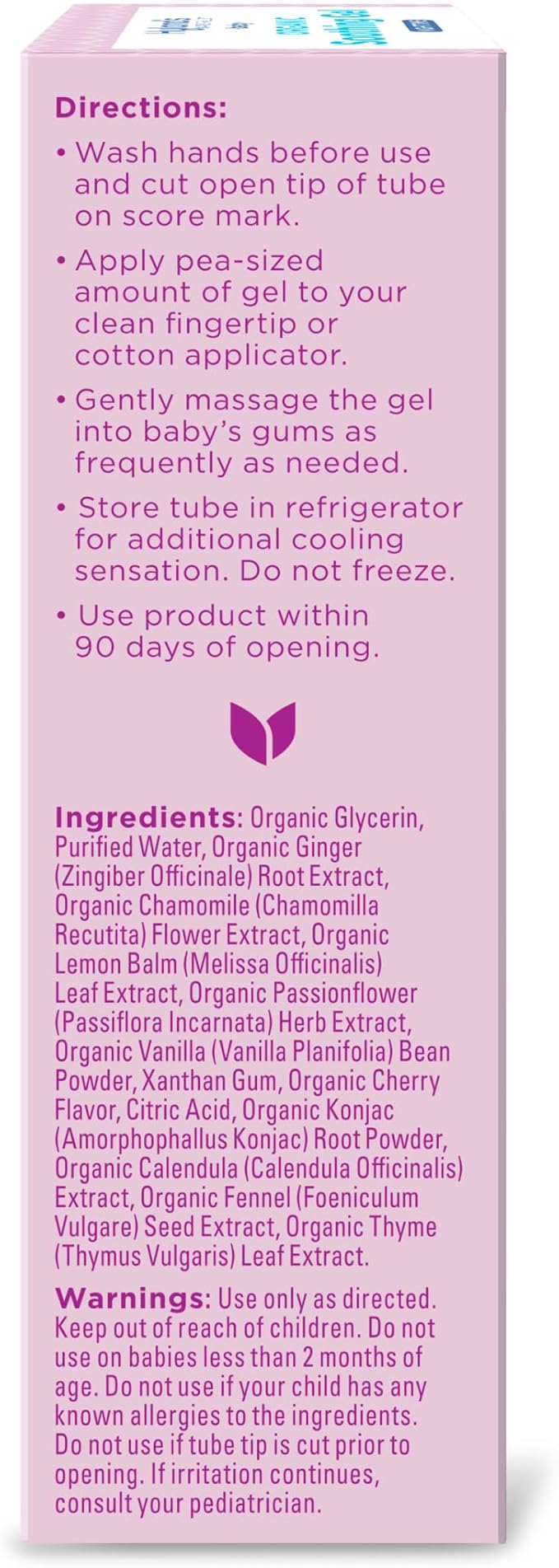 Hyland's Baby Nighttime Oral Soothing Gel - .53 oz, Organic Cherry Flavor - Nighttime Baby Gel for Oral Discomfort and Teething Support with Chamomile, Calendula, Fennel & Lemon Balm