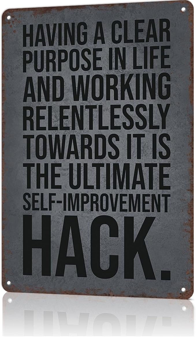 Vintage Signs Poster Self Improvement Hack Sign Wall Art for Bedroom Home Living Room Garage Office Bar Decor 8X12inch