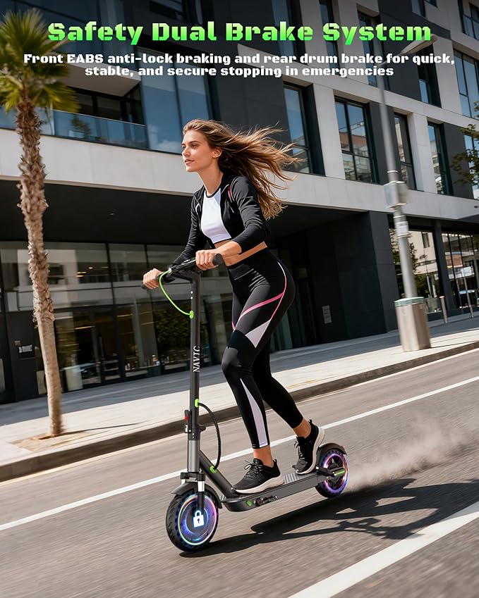 NAVIC Electric Scooter with Dual Suspension/Braking, 350W/500W Motor, 19/22 Mph,Max 22/25/27/49Miles Range, Foldable E Scooter for Adults with App