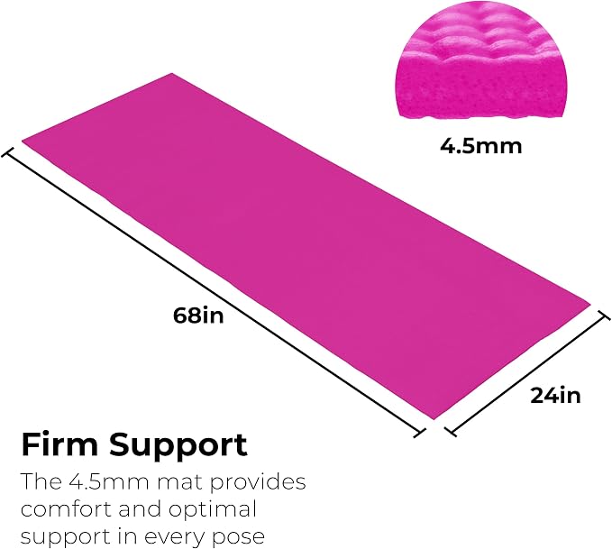 10-Pack Yoga Mat, 68" x 24" Non Slip Exercise Mat, 4mm Thick Gym Mat for Fitness and Stretching, Bulk Non Toxic Yoga Mats for Schools and Studios