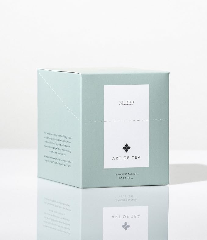 Art of Tea Sleep Tea Bags, 12 Pyramid Sachets, Herbal Tea, Chamomile Lavender Caffeine Free Tea, Relaxing Sleep Tea for Nighttime Wind Down
