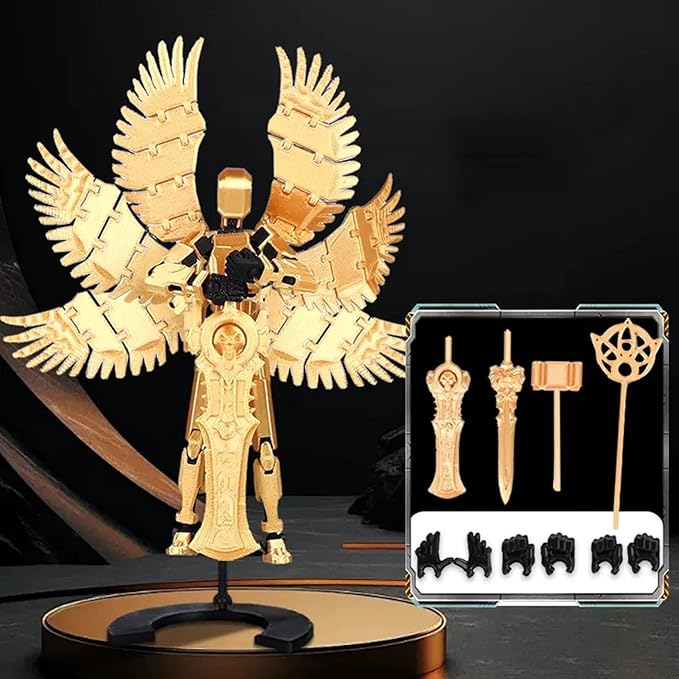 T13 Action Figure Set, 3D Printed Multi-Jointed Movable Robot Dummy Set Lucky 13 Action Figure Articulated, for Collectors Desktop Decorations (Gold + Black)