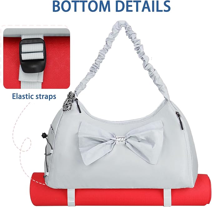 LARIPOP Yoga Bag for Women, Gym Duffel Bag with Shoe Compartment, Wet Dry Separate Pocket, Adjustable Yoga Mat Holder, Travel Weekender Carry On Overnight Bag