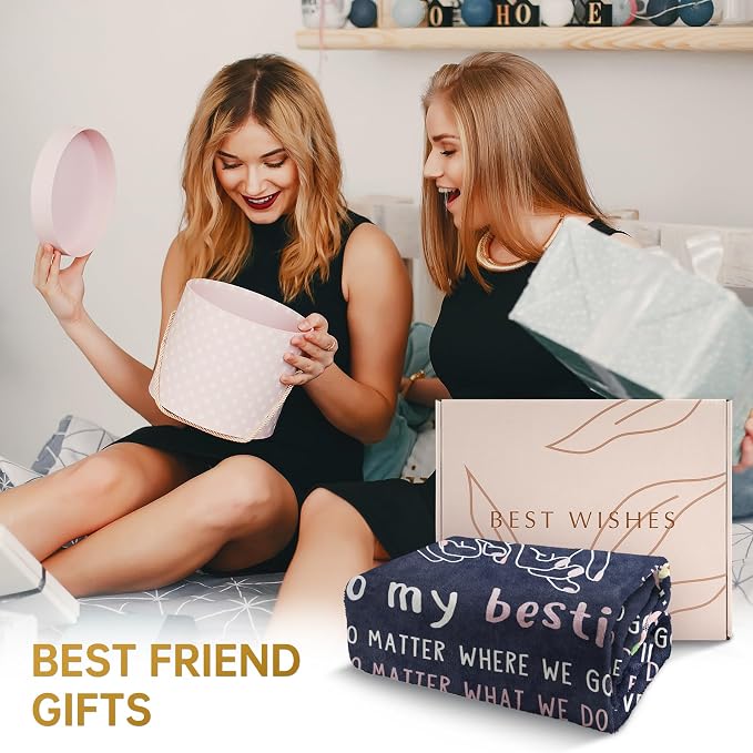 Best Friend Birthday Gifts for Women, Bestie Blanket Blue, 80" x 60" | Friendship Gifts for Women, Best Friend Blanket Gift, to My Bestie Flannel Throw Blanket for Christmas
