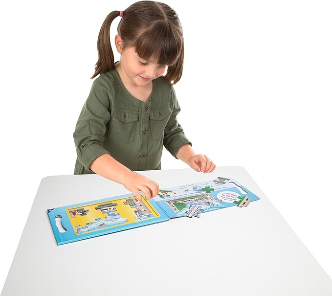 Melissa & Doug Take-Along Magnetic Jigsaw Puzzle Set – Vehicles (2 x 15 Piece) Travel Activity Toy for Preschoolers and Kids Ages 3+
