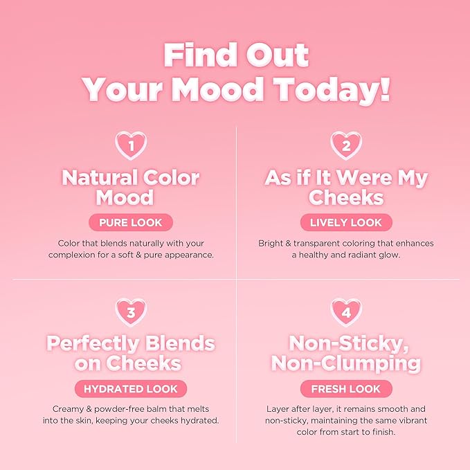 lilybyred Luv Beam Cheek Balm | Heart-Shaped Korean Cream Blush, Semi-Matte Finish, Long-Lasting, Blendable & Buildable, Soft Creamy Texture, Lightweight, Natural Flush, 0.12 oz. (13 Shy Pink)