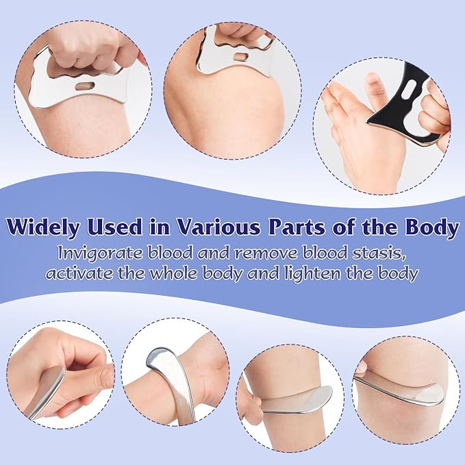 Guasha Massage Tool, Grade Stainless Steel Scraping Tool for Soft Tissue Upgrade Physical Therapy Stuff,Used for Back, Legs, Arms,Neck,Shoulder, Gua sha Tool…（S+Square Shaped）