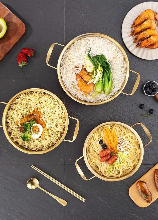 Ramen pot, fast Korean noodle cooker, 3 minute boiler for soup pasta egg, easy light cookware with lid (16cm)