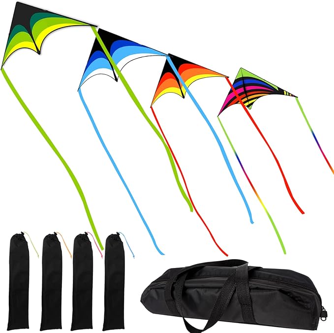 Mint's Colorful Life Delta Kite for Kids & Adults, Extremely Easy to Fly Kite for Beach Trip, Best Kites for Beginners, 300ft String Handle Included