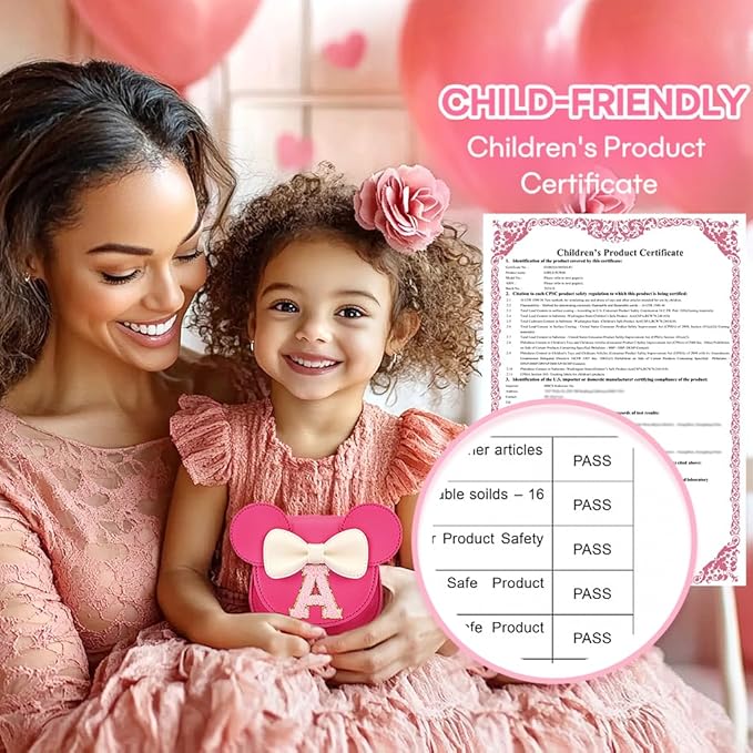 mibasies Toddler Purse Girl Gifts: Girls Birthday Gifts for 3-8 - Toys for Ages 2-4 Girls Mouse Ears Purse, Hot Pink, Letter K