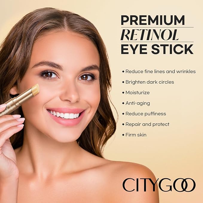 CITYGOO Retinol Eye Stick With Collagen, Hyaluronic Acid For Dark Circle, Under Eye Cream Anti Aging, For Puffiness and Bags Reduces Fine Lines (Retinol Premium Gold Edition 3g)