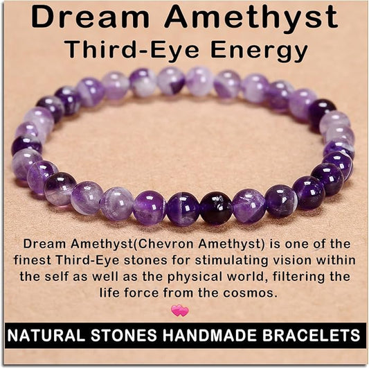AD Beads Handmade Gemstone Stretch Elastic Bracelet Crystal Healing Reiki Nature's Beauty and Spiritual Essence Unisex