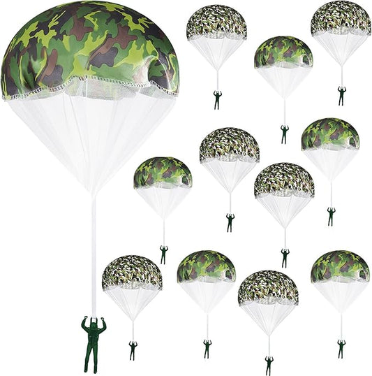 Aoriher 12 Pcs American Flag Army Parachute Toy Action Figures, Boys Outdoor Games, No Battery Flying Toys for School Gifts Present
