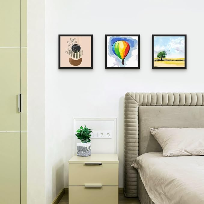 Picrit 10x10 Picture Frame Set of 12, Display 5x5 with Mat or 10x10 without Mat, Photo Frames for Wall Mounting Display, Black