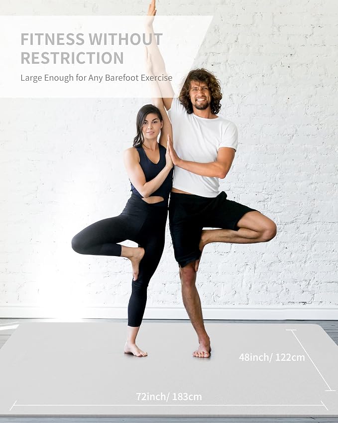 CAMBIVO Yoga Mat 72" x 48" Large Workout Mat for Home Gym Flooring | 6mm-12mm (0.24"-0.48") Extra Thick Exercise Mat for Apartment Fitness | High-Density TPE Cushioning for Joint Protection