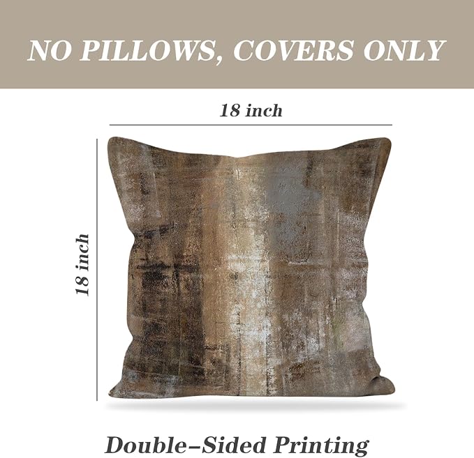 Throw Pillow Covers for Couch, 18x18 Inch, 2 Pack, Taupe | Decorative Throw Pillow Covers Cushion Covers for Couch Bedroom Sofa Living Room