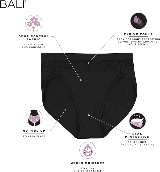 Bali Women's Period Underwear Brief, Beautifully Confident Hi Cut Period Underwear, Period Panties, Light Protection