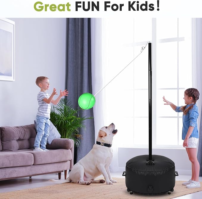 GADFISH Portable Tetherball Set with Ball and Rope, Adjustable Height Rack with Water Bag Base, Suitable for Playing in Indoor & Outdoor, Playground, Backyard(Black)