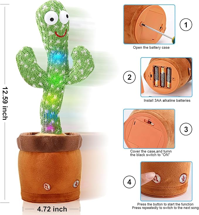 Talking Cactus Mimicking Toy,Cactus Baby Toy That Repeat What You Say Singing Dancing,Funny Plush Toy Gifts for Babies Boys Girls Kids