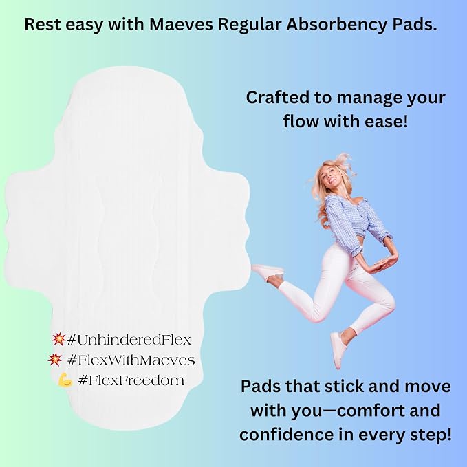 Maeves Pads Ultra Thin, Unscented Feminine Care, Regular Absorbency, Teen, Tween Period Pads, Sanitary Napkins with Wings for Women- 24 Count (2 Packs of 12)