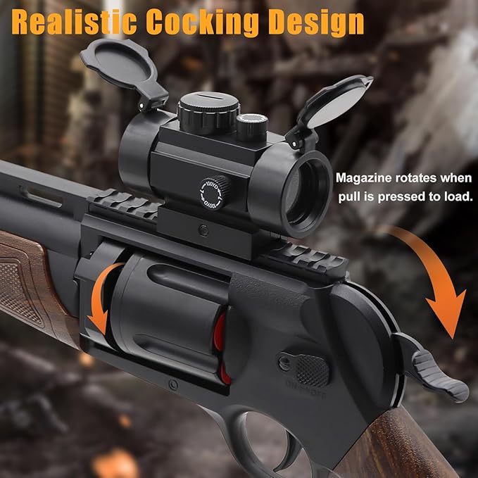 Toy Revolver Gun Toys for 8 9 10 11 12 13+ Year Old Boys Kids, Sports & Outdoor Play Toys Shotgun with Dart Bullet Holder & Scope, Play Toy Guns for Boys 8-12, Gifts for Birthday Halloween