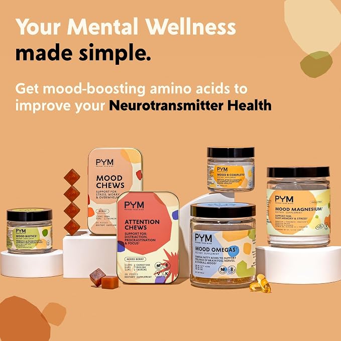 PYM Mood Support Magnesium Bundle – 30-Serving Jar + 10-Serving Stick Packs | Magnesium Glycinate, L-Threonate & Malate | Cortisol Reducer | Vegan, Non-GMO, Made in USA