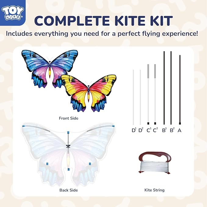 TOY Life 48.4'' Giant Girls Kites Easy to Fly for Kids Adults with 328.1 FT String, Beach Kite Outdoor Game Outside Toys Activity, Toys for Girls, Gift for Girls Ages 4-8