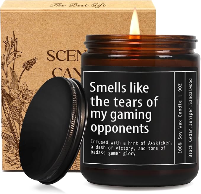 Funny Gaming Gamer Candle Gifts for Men, Candle Smells Like The Tears of My Gaming Opponents, Unique Birthday Christmas Gamer Candles Gift for Boyfriend/Brother/Husband/Dad/Teen Boys/Game Lover-100