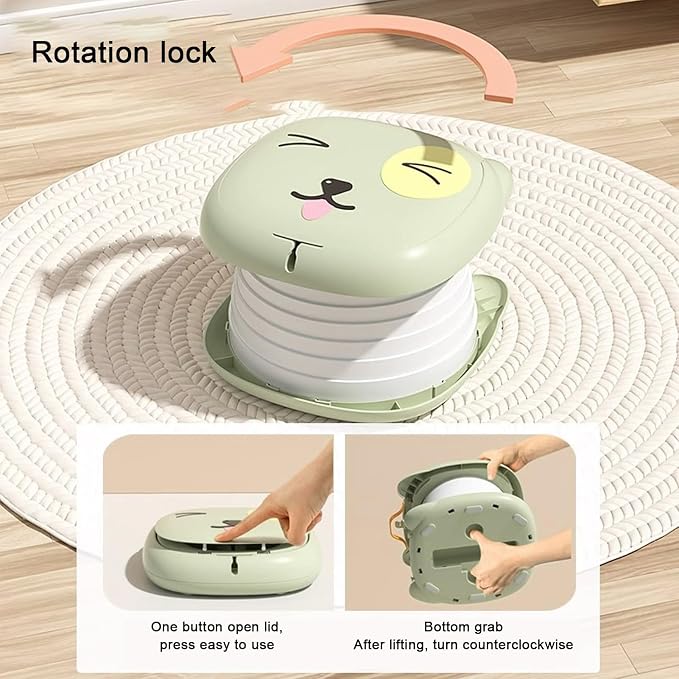 Children Toilet, Training Toilet for Kids, Foldable Potty with Storage Bag, Foldable Potty Training Toilet for Car Driving Camping Travel (Green)