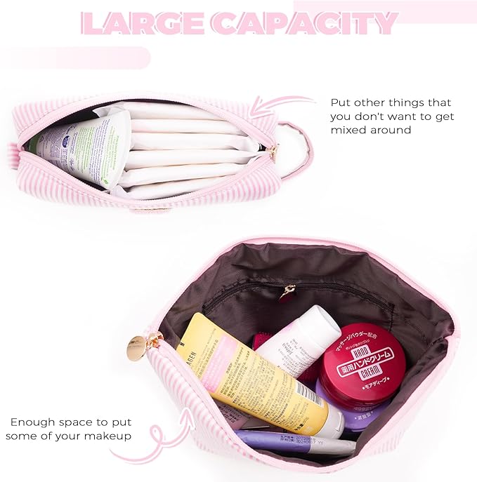Personalized Makeup Bag for Women Girls - Fashion Cosmetic Bag Trendy Travel Toiletry Bag with Initials Letter - Teen Gifts - Pink,Q