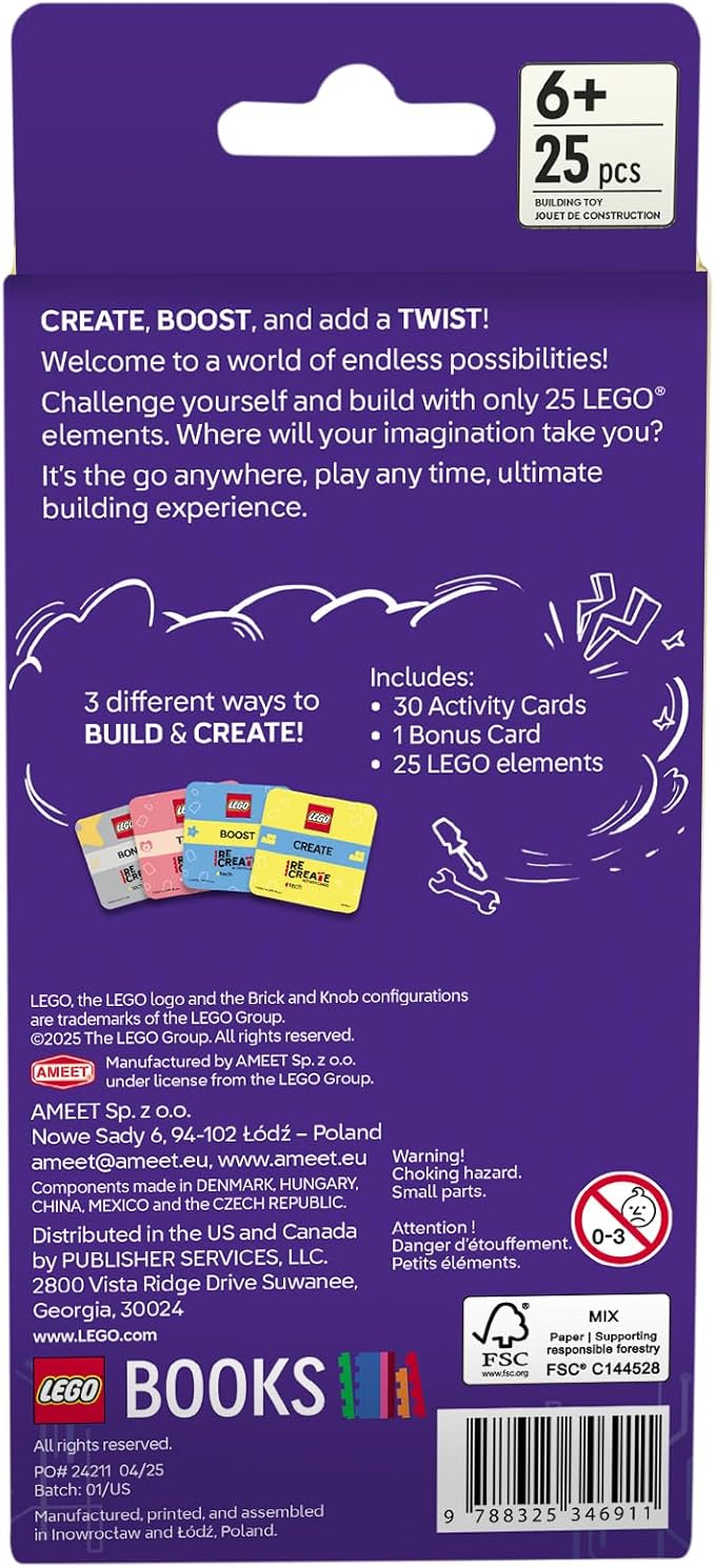 Lego Recreate Activity Cards – Tech | Build & Play Game with 30+ Activity Cards & 25 Lego Elements | Ages 6+