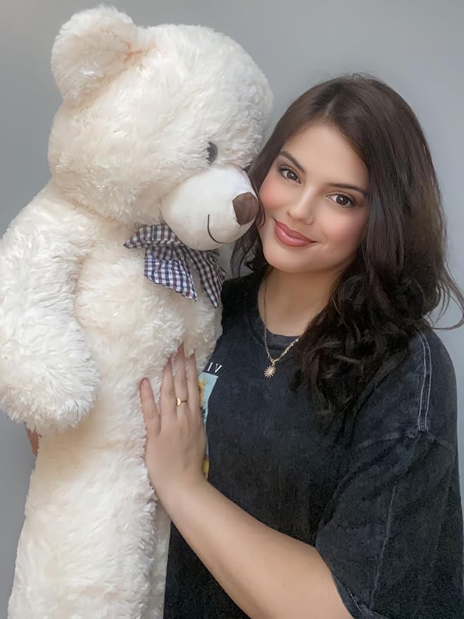 MorisMos Bow Tie Giant Teddy Bear, 39inch Large Teddy Bear Plush, Soft Big Bears for Girls Girlfriend, White