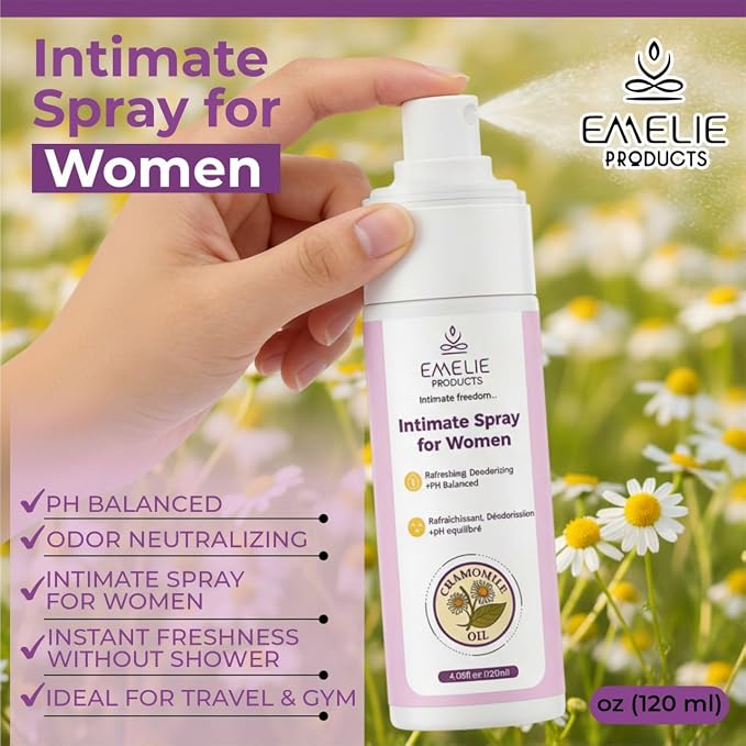 Intimate Spray for Women – Refreshing Feminine Spray with Chamomile, Chrysanthemum & Tangerine Extract – pH Balanced Daily Care for Sensitive Skin – 4.05 fl oz