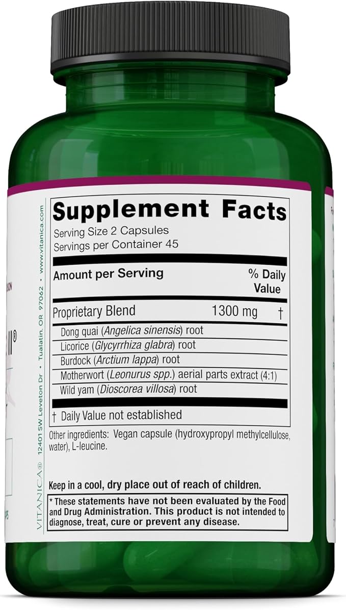 Vitanica Women's Phase II, Menopause Support, Vegan, 90 Capsules