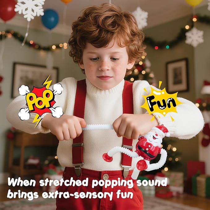 DoDoMagxanadu Pop Tubes Fidget Toys for Kids, 4Pack Christmas Telescopic Suction Cup Toy for Year Old Ages 3 4 5 6 7 8 Stocking Stuffers for Toddlers Kid