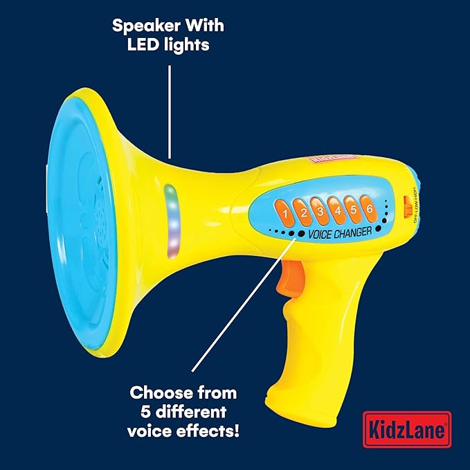 Kidzlane Voice Changer for Kids - Kids Microphone Toy with LED Lights and 5 Different Sound Effects - Voice Changer for Girls, Boys, Teens Age 5 Years and Up - Blue
