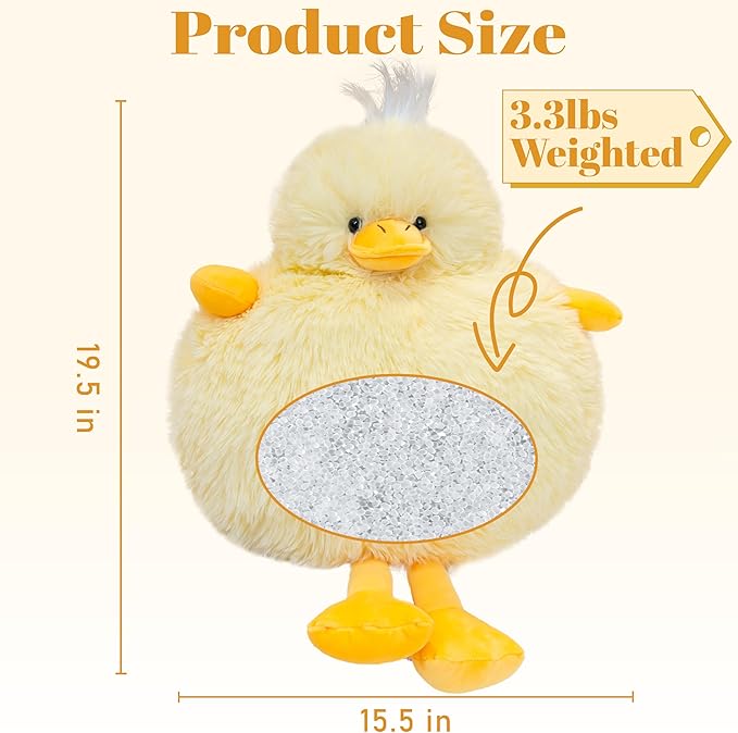 Weighted Stuffed Animals Duck - Plush Soft Yellow Duck Stuffed Animal - Cozy Duck Weighted Stuffed Animals Toy - Wonderful Gift for Kids and Adults - 20 Inch 3.3 lb