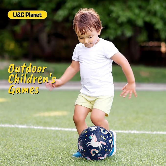 U&C Planet 2 Pack Playground Balls for Toddler Kids, 6 inch 8.5 inch Cartoon Rubber Balls with Pump, Dodgeball Kickball for Outdoor & Indoor Game, Great Gift for Boys Girls Aged 1 and Above