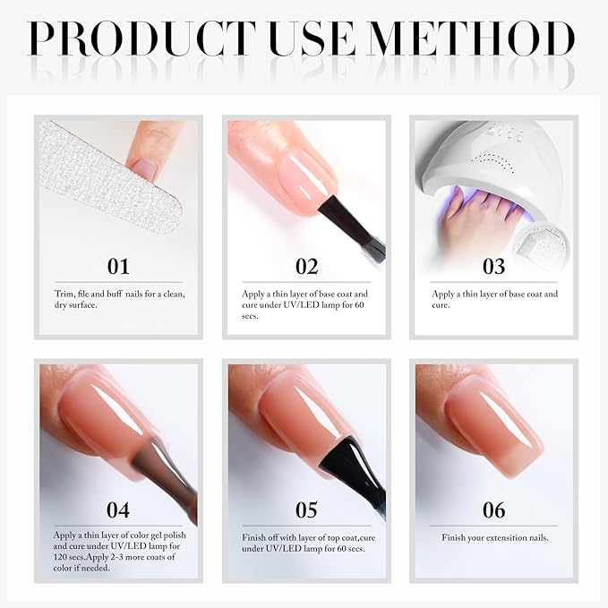 Double Rhythm Translucent Gel Polish Sheer Neutral Natural Light Milky Same Color Same Bottle 15ML Jelly Nail Polish Nail Art DIY at Home (Neutral Nude-A1415)