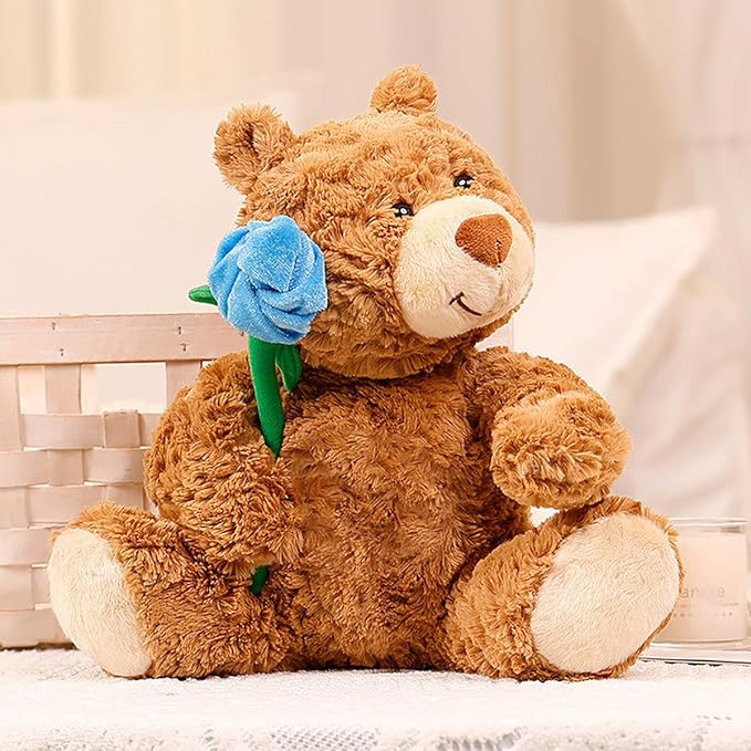Stuffed Rose Teddy Bear Gifts for Mother's Day, 11''Soft Cute Plush Animal Toy Birthday Present for Her/Girlfriend Lover Mom Kids Gifts Home Decor