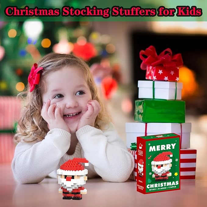 Christmas Building Blocks Compatible for Lego Christmas Santa Micro Blocks Stacking New Toys Holiday Present Box New Year Gifts for Kids Ages 6+ Boys and Girls(Santa)