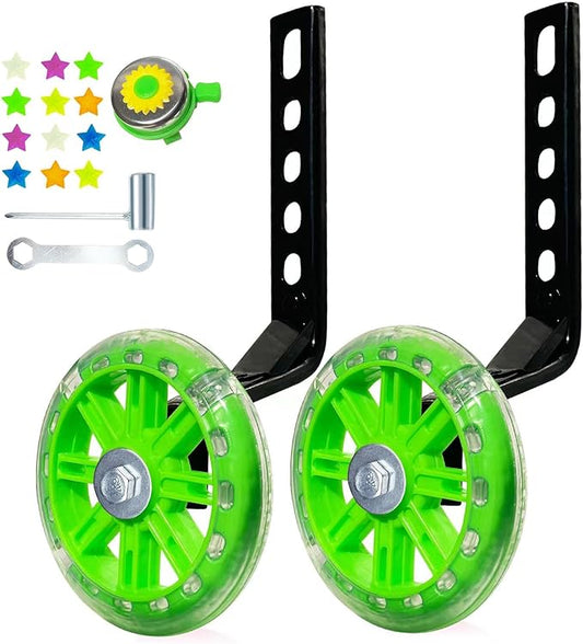 DDJKCZ Training Wheels Flash Mute Wheel Bicycle Compatible for Bikes of 12 14 16 18 20 Inch