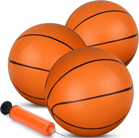 6" Mini Basketball for Mini Basketball Hoop, Beach Sand Pool Ball for Kids Adults, Suits for Over The Door Hoop, Replacement Balls for Indoor Outdoor Sport Game Gift with Pump, 3PCS (Orange)