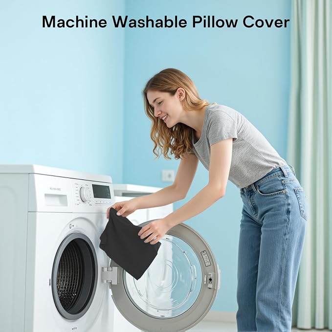 Neck Roll Pillow - Cooling Cover Round Neck Pillow for Sleeping - Memory Foam Cervical Support Pillow - Ergonomic Cylinder Pillows for Neck, Leg, Back, Yoga, Relaxing (Grey White)