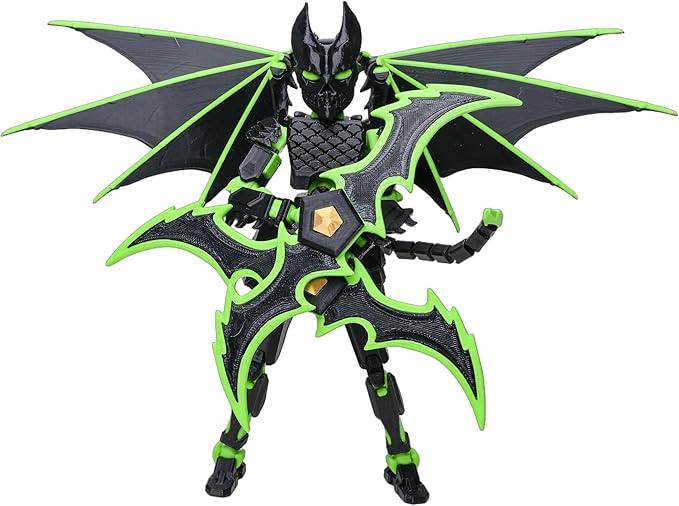 (Assembly Completed Dummy 20 Action Figure, 8.1 inches, Strong Magnetic Accessories, 10 in 1, 3D Printed Robot Multi-Jointed Movable，Oni Warrior Series (Inferna Green)