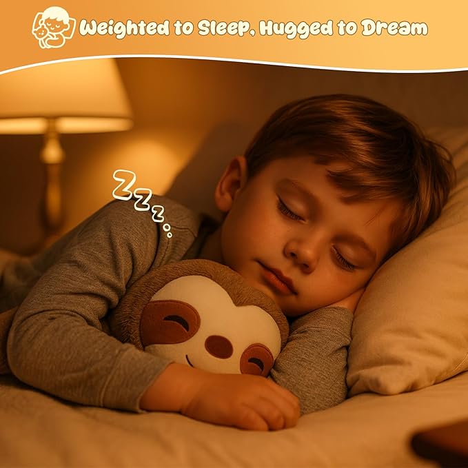 SQEQE Weighted Stuffed Animals Sloth Plush, Weighted Sloth Stuffed Animals Plushies, Soft Pillow Toy for Kids Adults, Christmas & Birthday Gifts 9.8 Inch, 0.8 Lb