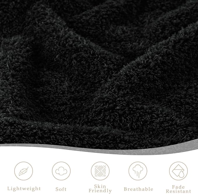 Exclusivo Mezcla Fleece Bed Blankets King Size for Bed, 90" x 104" | Super Soft and Cozy Fluffy Blanket for Women, Lightweight and Fuzzy Large Blanket for Bedroom , All Season, Black