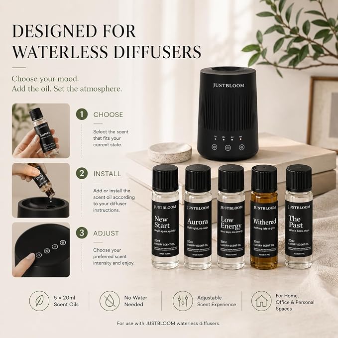 Hotel Oil Diffuser Essential Oils Set: 5-Pack Aromatherapy Oil Gift Set for Home Diffusers, Relaxing Fragrance Collection for Sleep, Office & All Seasons (Five Scent, Fiver Stas)