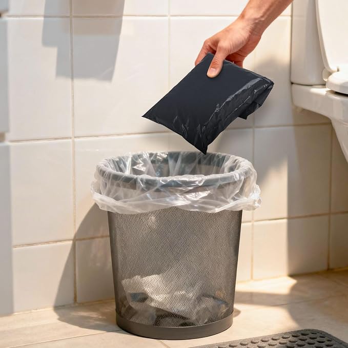 100 PCS Sanitary Napkin Disposal Bags, Feminine Hygiene Disposal Bags, Period Disposal Bag, Privacy and Discreet, Odor Sealing, Opaque Waste, Suitable for Tampons Tampons Pads, Gray-Black